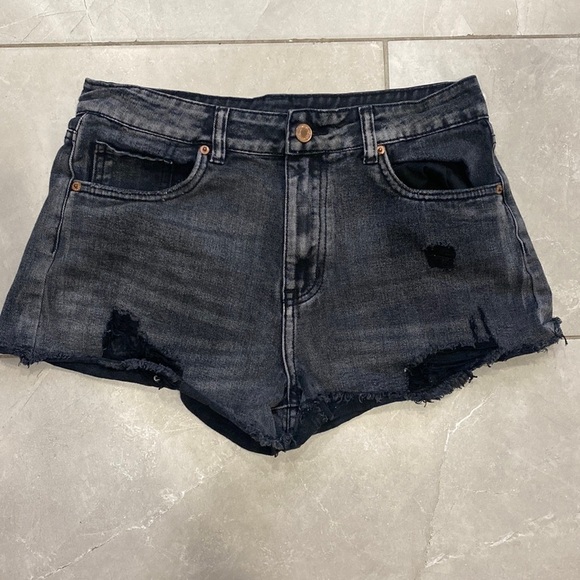 Aeropostale Black Denim Short Shorts with Frayed Hem - Picture 1 of 6